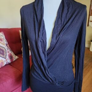 BCBGMaxAzria Black Drape Front Top